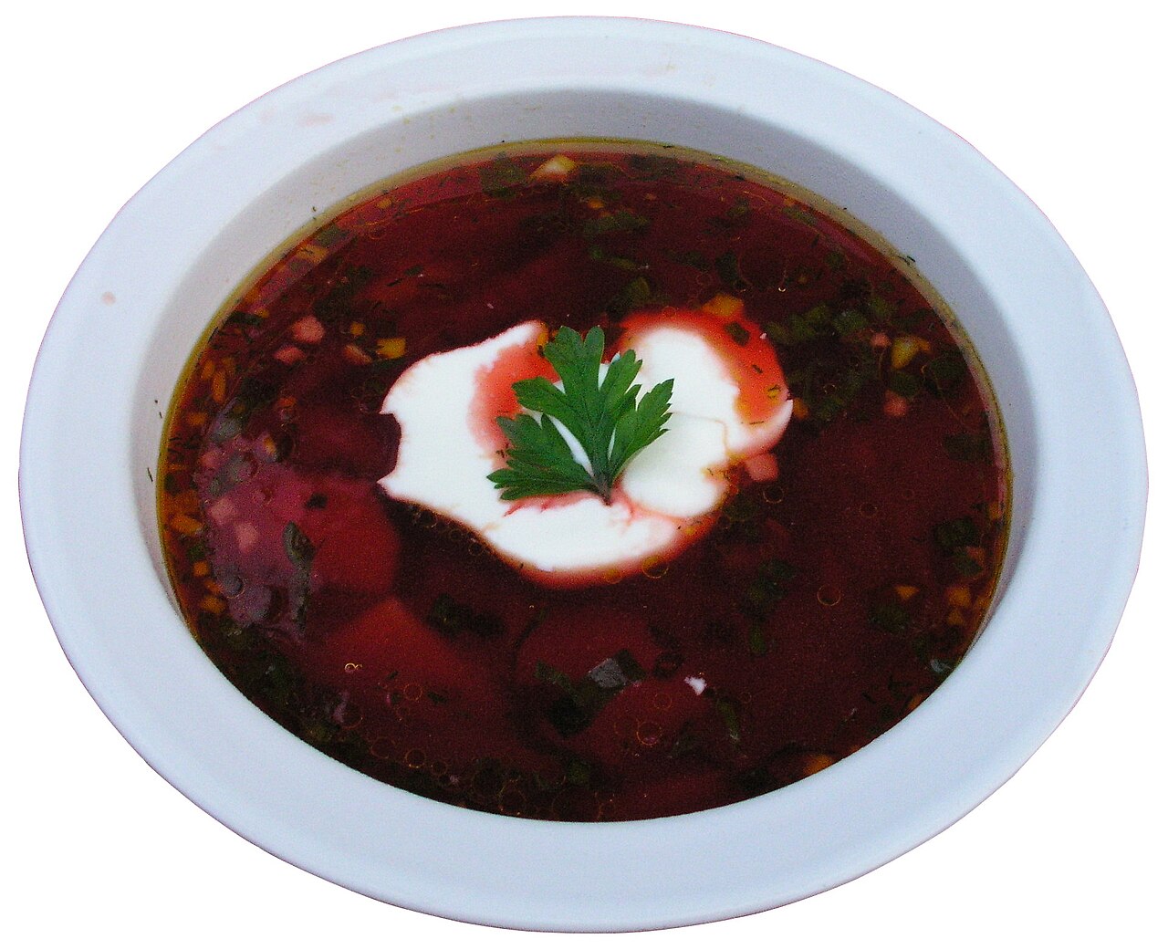 A bowl of Ukrainian borscht, the national soup