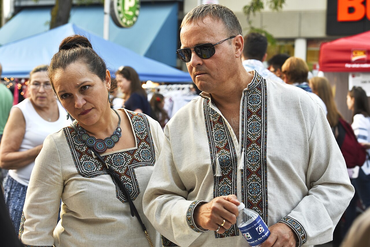 A couple in the vyshyvanka, the Ukrainian embroidered shirt and national dress