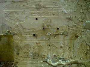 A relief of the god Osiris, lord of the dead, at Abydos.