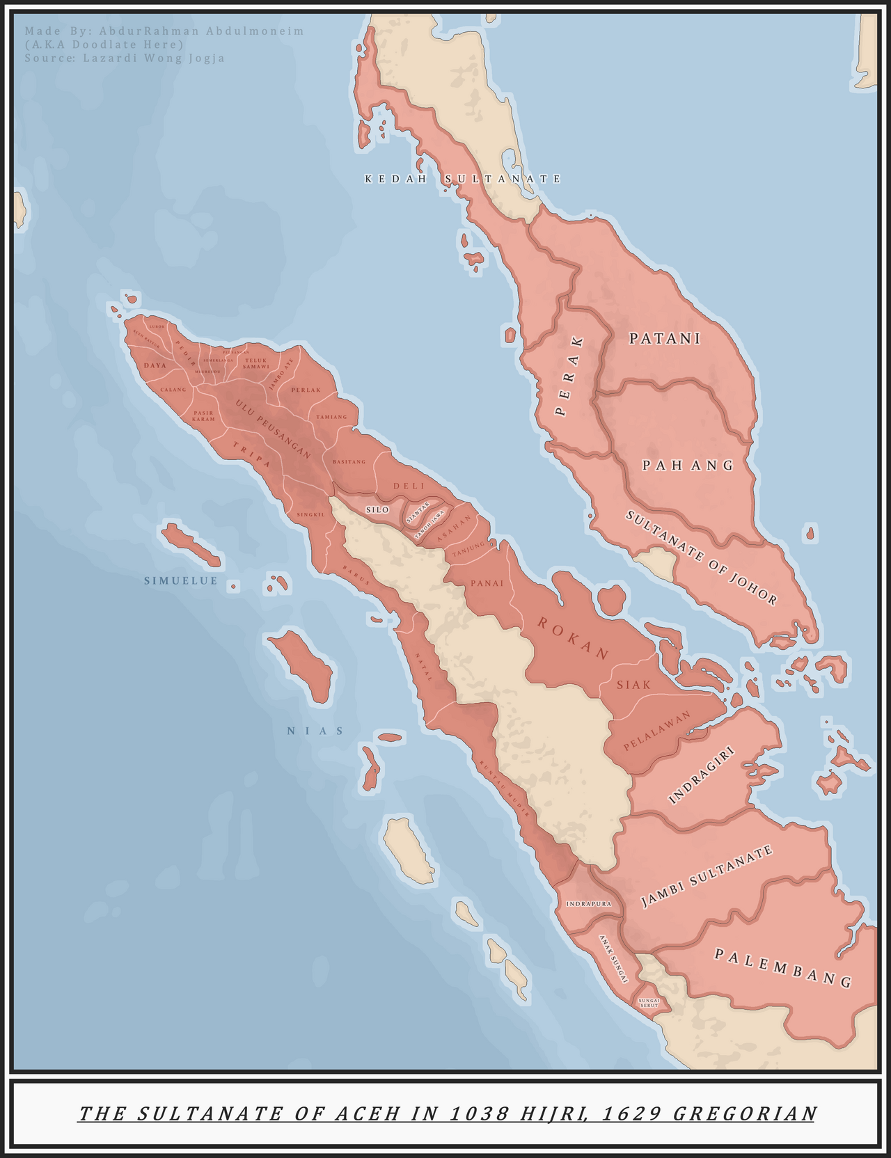 A map of the Sultanate of Aceh, once a great power of the region