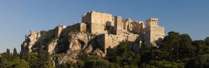 The Acropolis of Athens rising above the modern city on its rocky citadel.