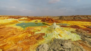 The otherworldly landscape of Dallol in the Afar Depression.