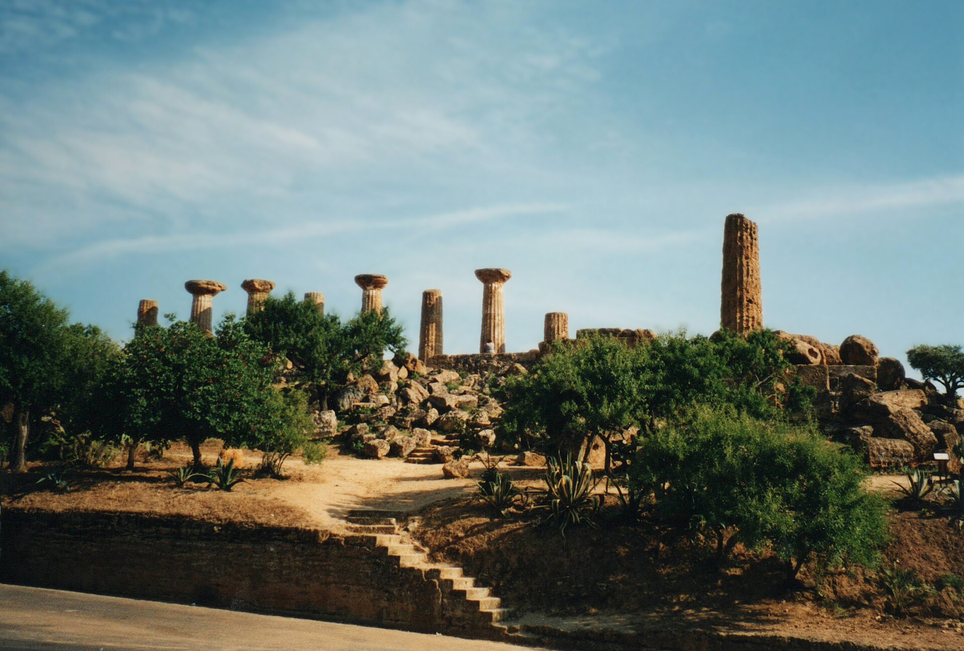 The surviving columns of the Temple of Heracles at Agrigento.