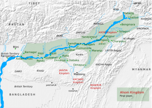 The Ahom kingdom of Assam at its height, homeland of the Ahom people