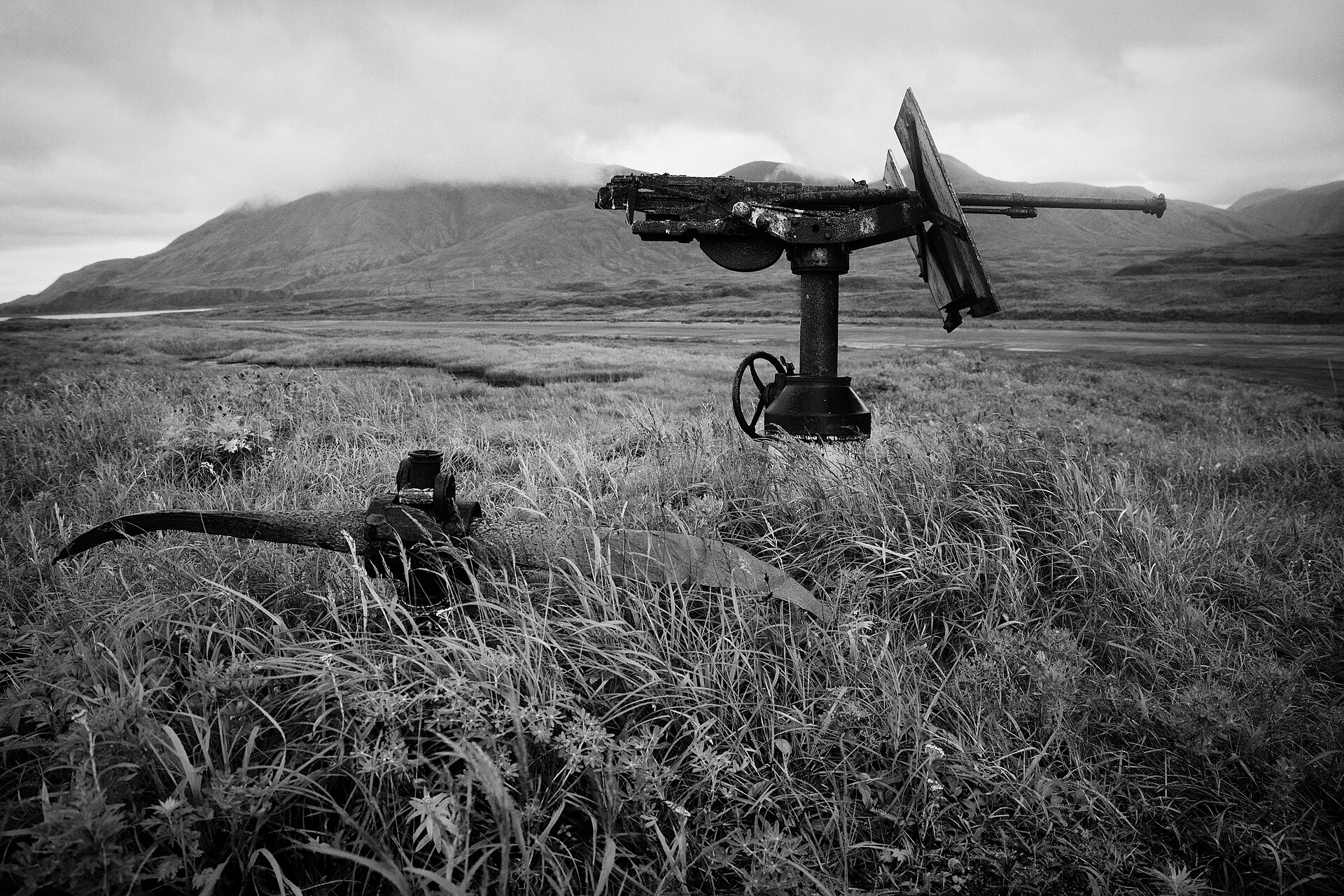 A wartime relic on Attu, where the Aleut were caught up in the Second World War.