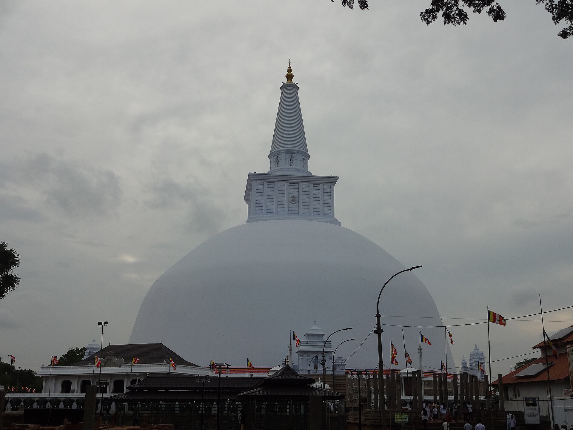 The great white dome of the Ruwanwelisaya stupa at Anuradhapura, Sri Lanka.