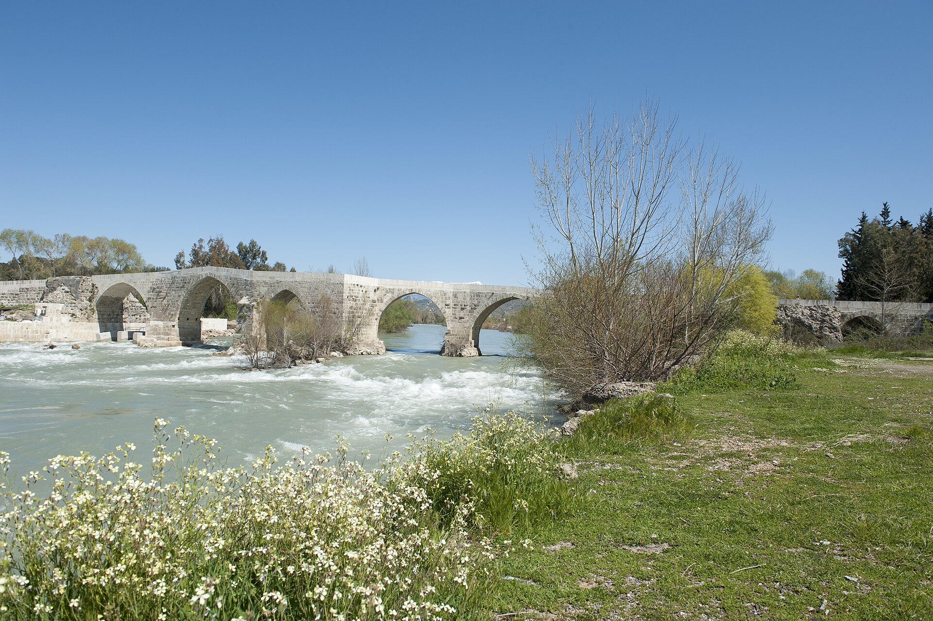The old bridge over the Eurymedon River near Aspendos.