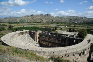 The exterior arches of the great theatre of Aspendos.