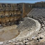 The magnificently preserved Roman theatre of Aspendos in southern Turkey.