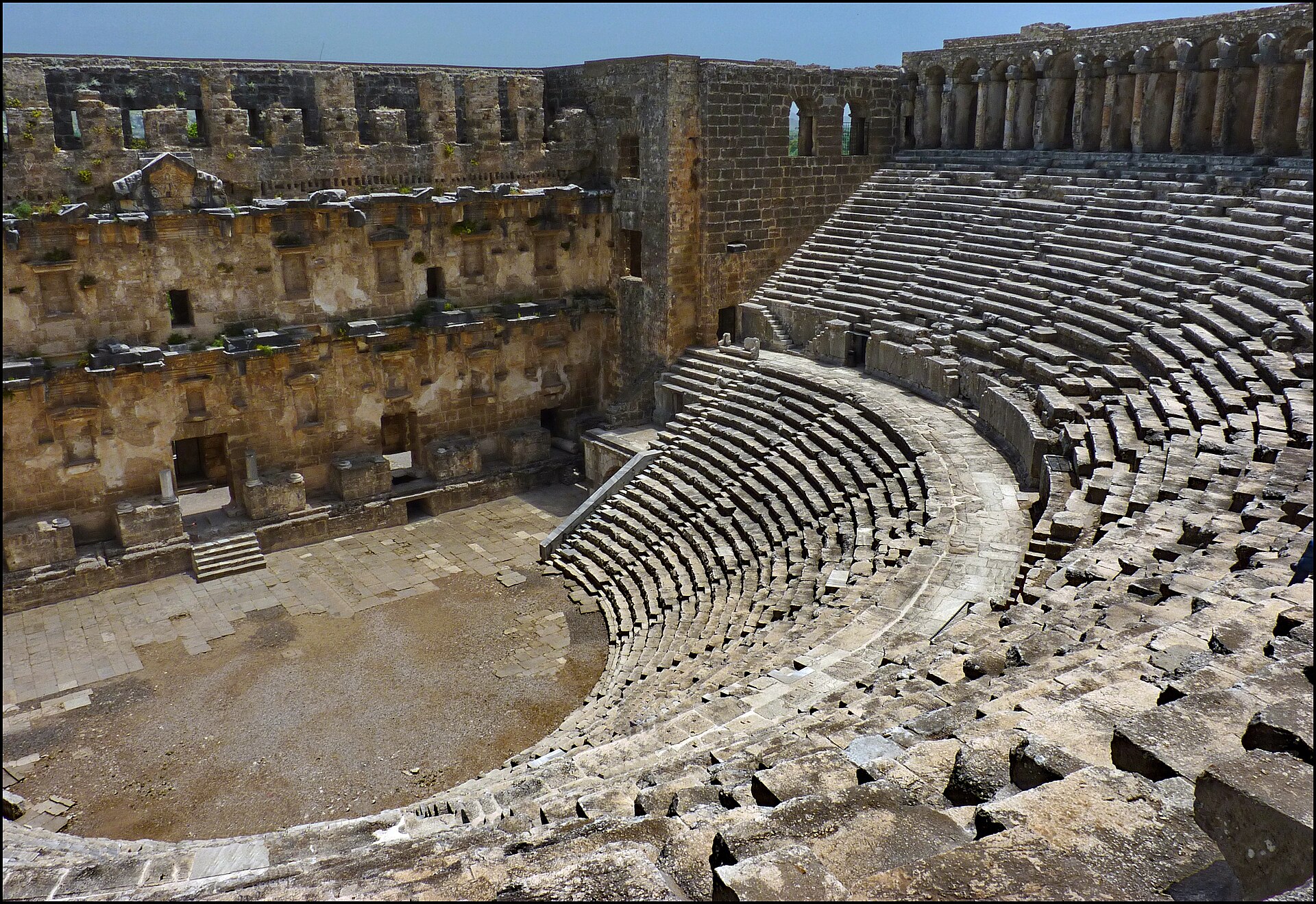 The magnificently preserved Roman theatre of Aspendos in southern Turkey.
