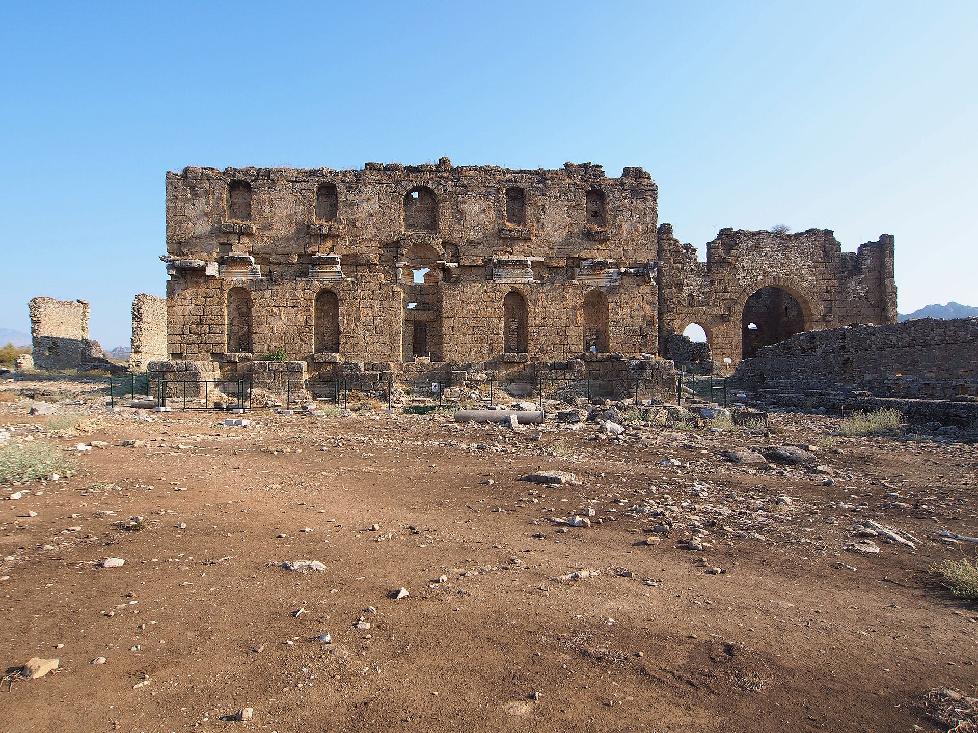 The remains of a monumental fountain at Aspendos.