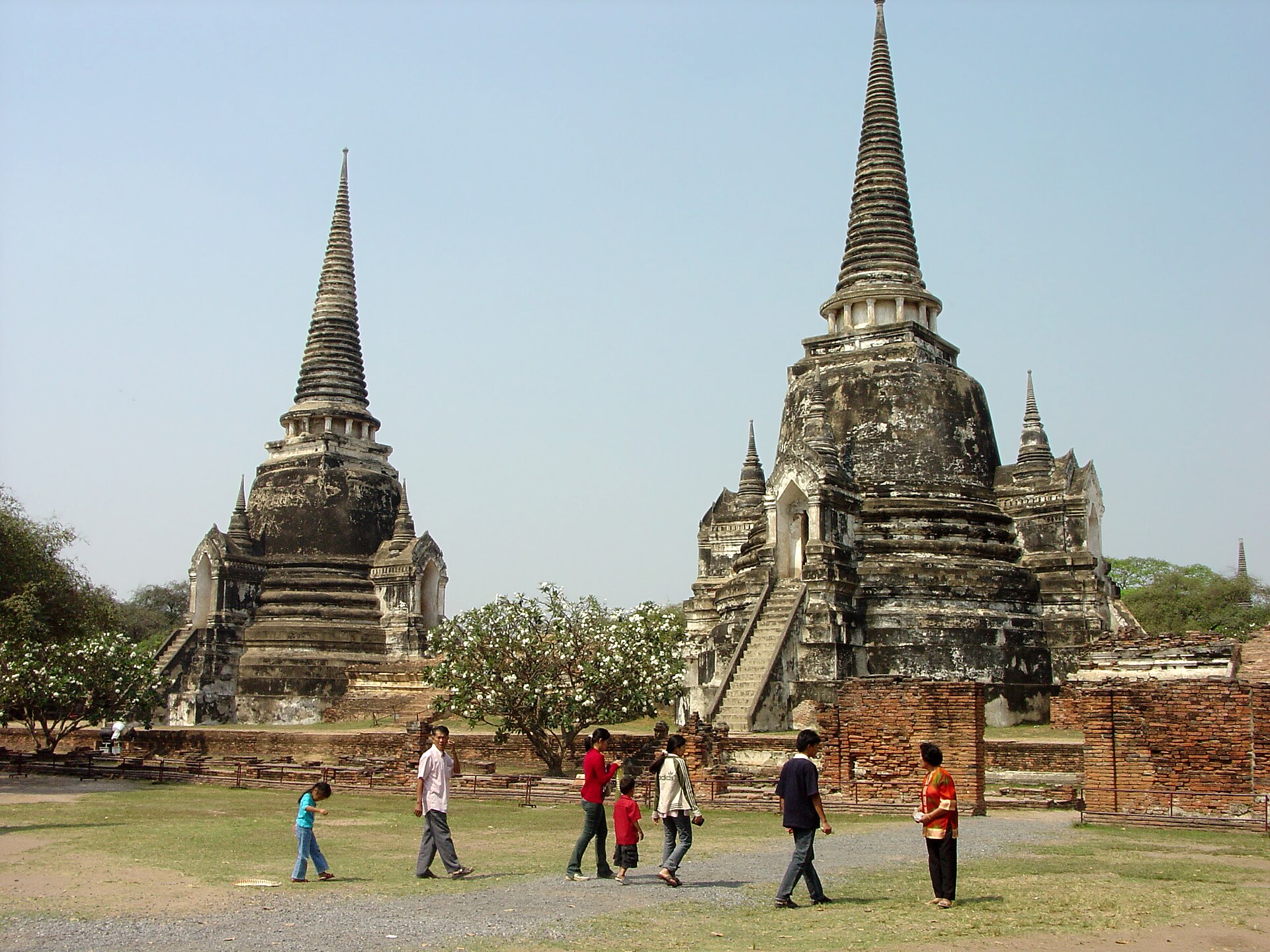 The three bell-shaped chedis of Wat Phra Si Sanphet at Ayutthaya.