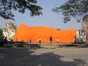 A great reclining Buddha at Ayutthaya.