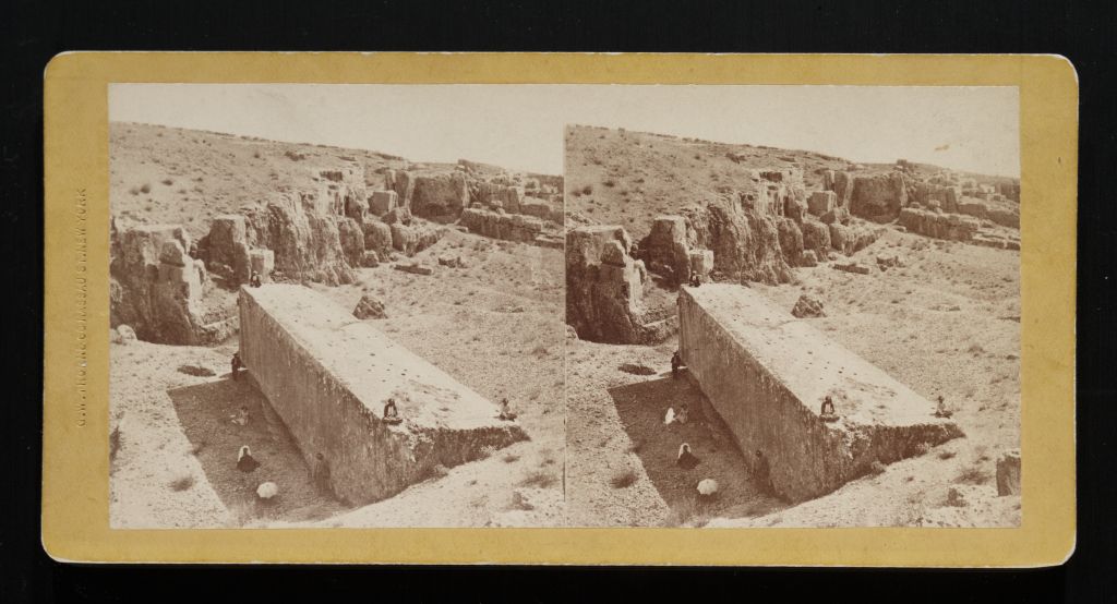 A gigantic cut block still lying in the ancient quarry near Baalbek.