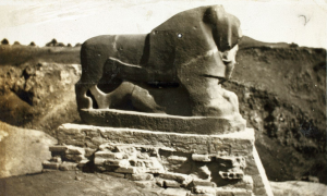 The ancient basalt statue known as the Lion of Babylon.