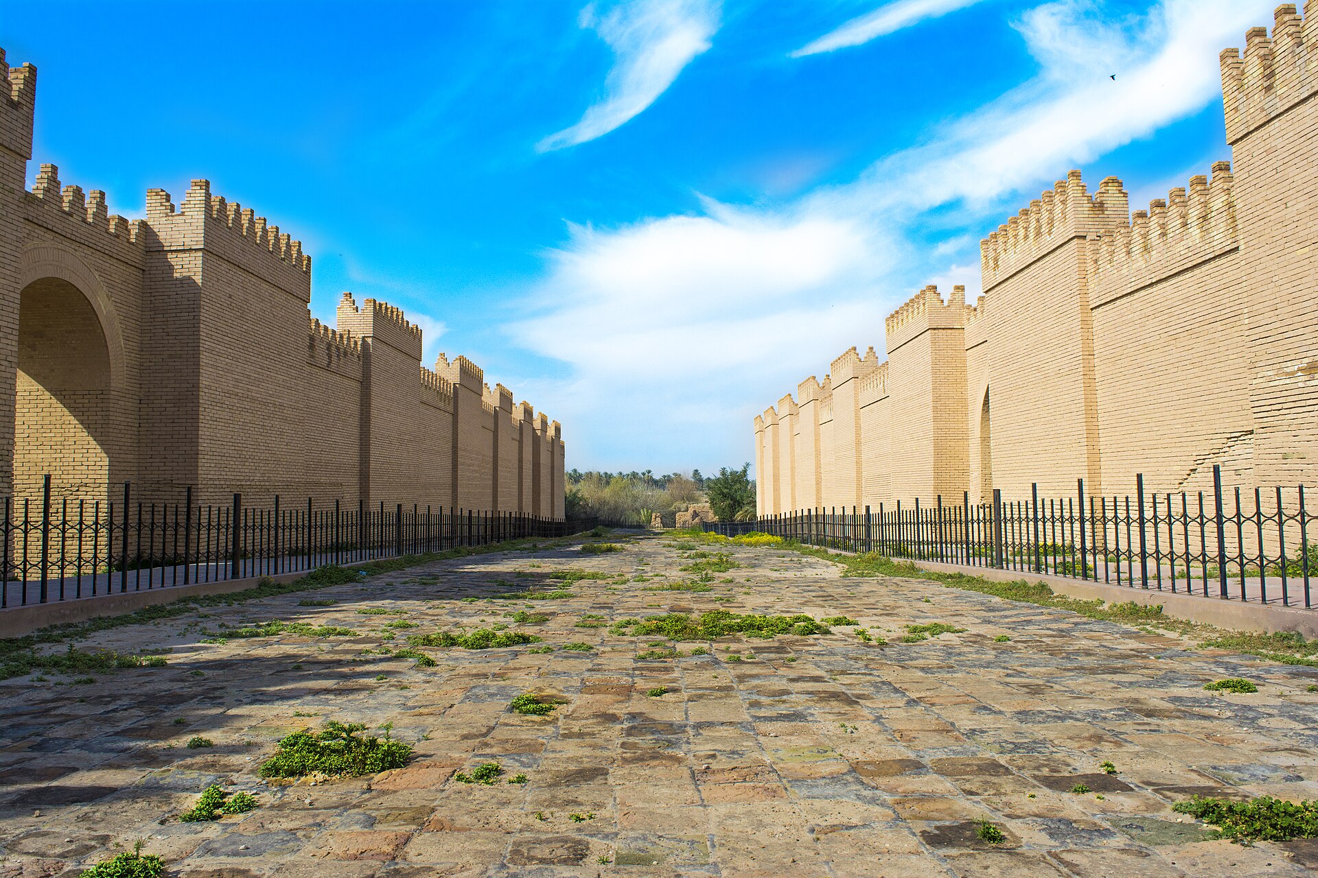 The sprawling archaeological site of Babylon on the Euphrates in Iraq.