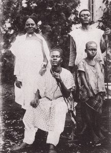 A Bamum chief and his family in Cameroon, from the kingdom of Foumban.