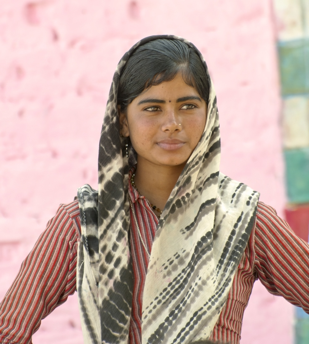 A Banjara woman in traditional ornament and dress