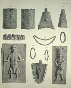 Fine Edo brasswork, produced by the guild of casters who served the Oba of Benin