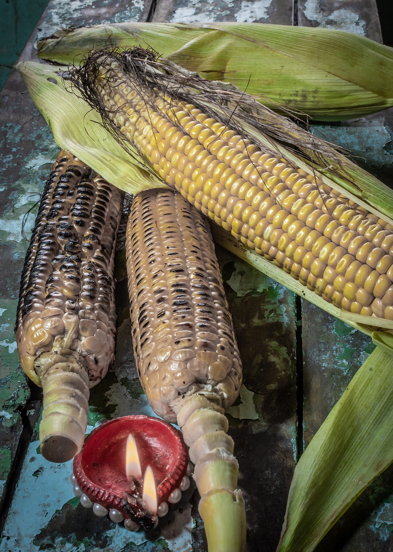 Roasted maize, a staple of the Bhil hill country