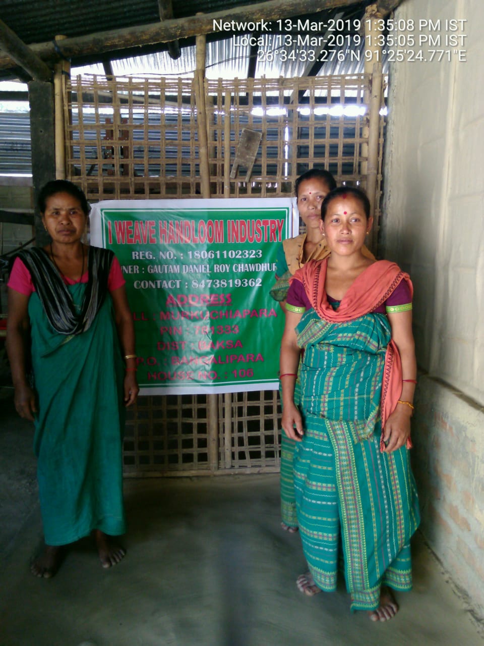 Bodo weavers at the loom, makers of the dokhona and aronai