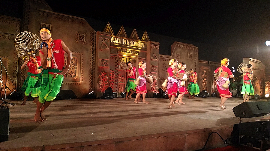 A traditional dance of the Bodo people