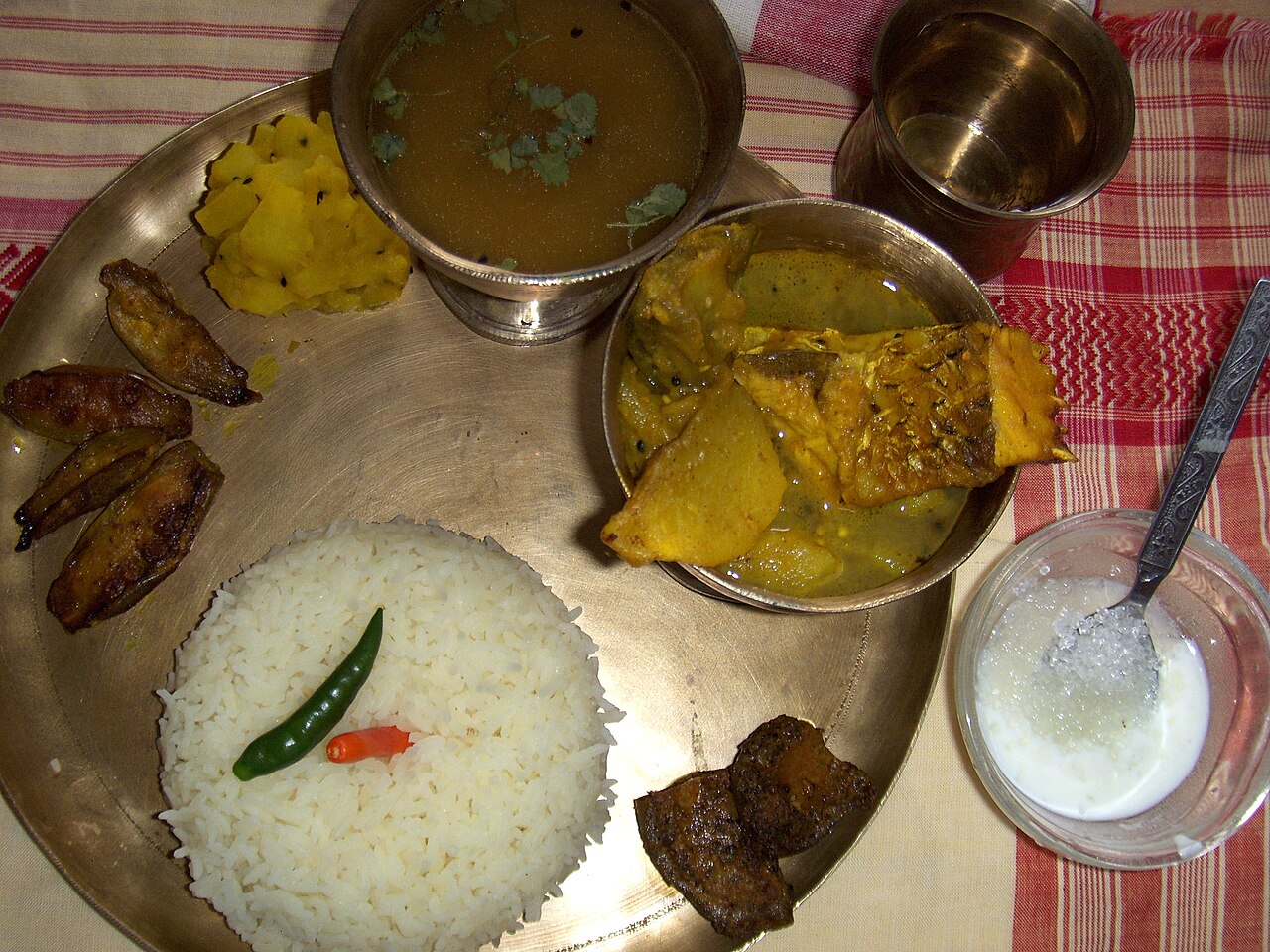 A meal in the Assamese style