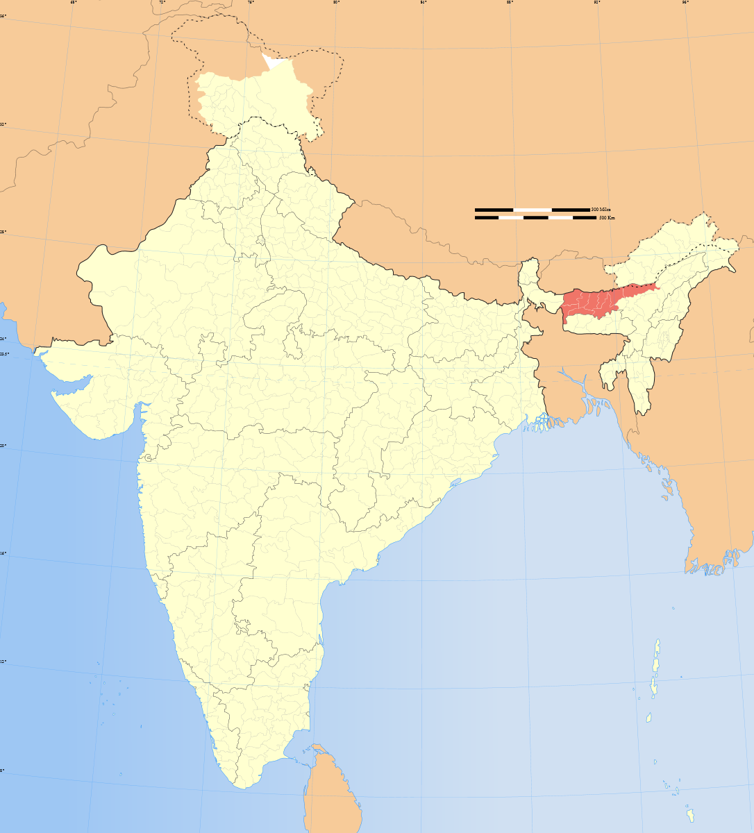 The Bodoland region of Assam, homeland of the Bodo people