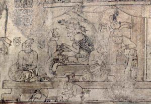 Detailed figures of Maya nobles from the murals of Bonampak.