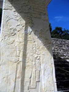 A carved stela at Bonampak depicting one of the city's rulers.