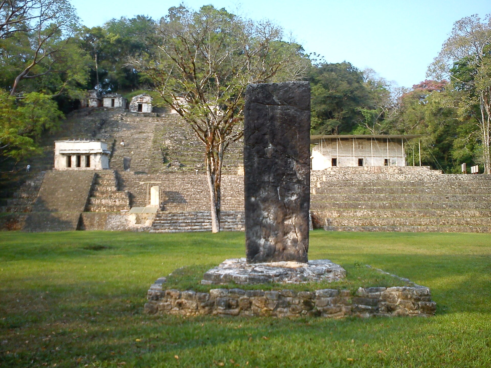 Ruined structures on the acropolis of Bonampak in Chiapas, Mexico.