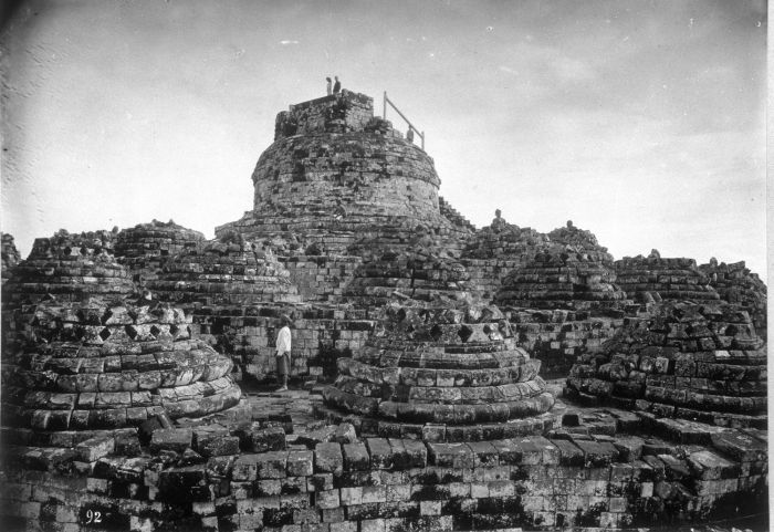The bell-shaped stupas crowning the upper terraces of Borobudur.