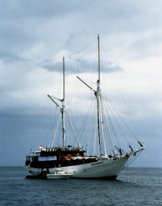 A pinisi, the traditional sailing ship of the Bugis seafarers
