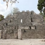 The great pyramid of Calakmul rising above the rainforest of southern Mexico.