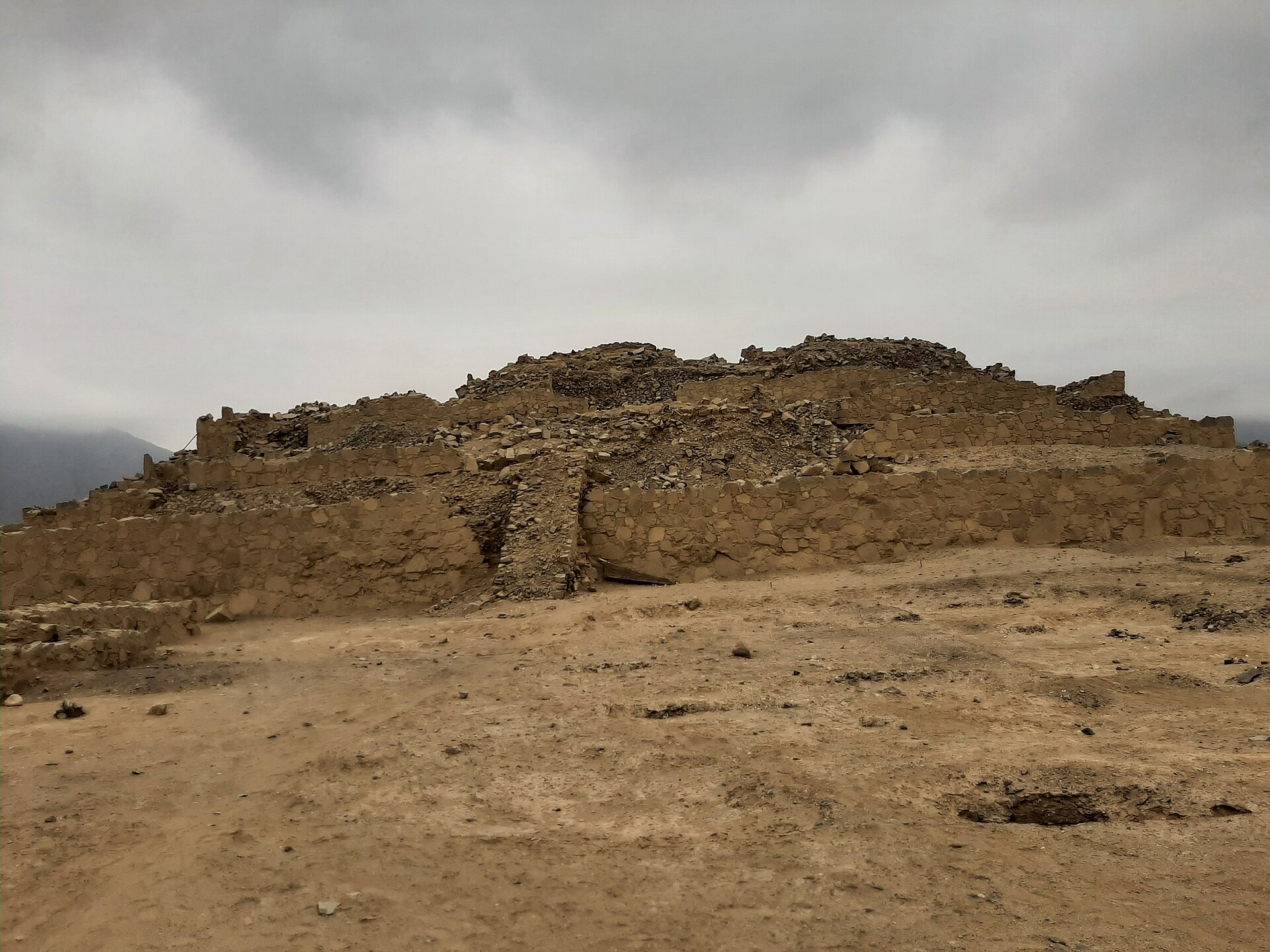 The pyramids of Caral rising from the arid Supe valley near the Peruvian coast