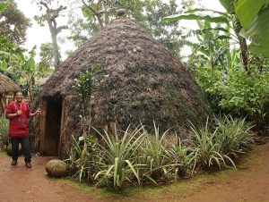 A traditional Chagga house on the forested slopes of Kilimanjaro.