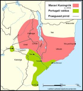 A map of the Maravi kingdom, from which the Chewa take their origin.