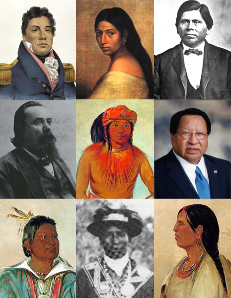 Historic portraits of Choctaw people; they speak a Muskogean language.