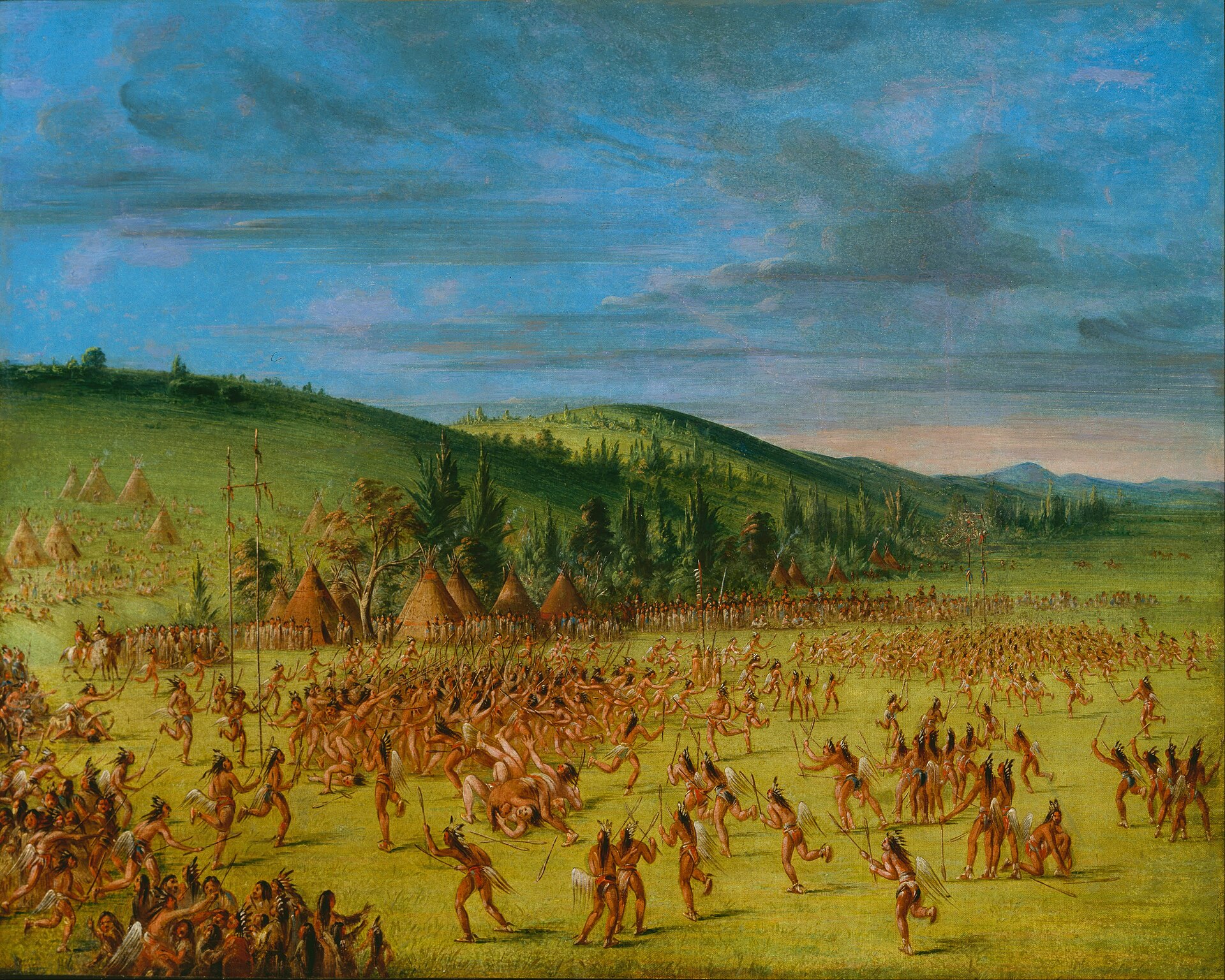 George Catlin's depiction of the Choctaw ball-play, the stickball game.