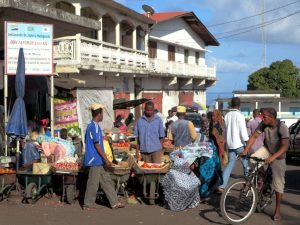 The Volo Volo market in Moroni; rice and fish anchor the Comorian table.