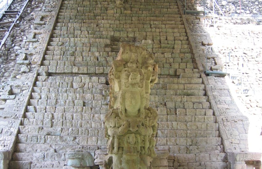 The Hieroglyphic Stairway of Copán, whose steps carry the longest known Maya inscription