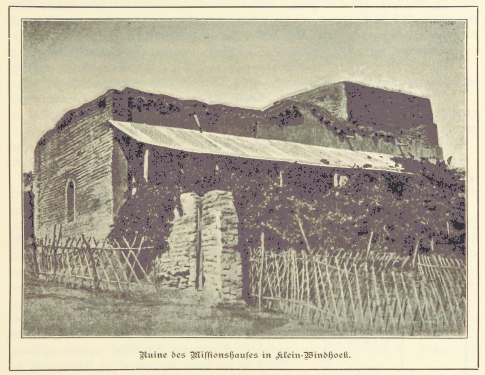 A historic mission ruin depicted in an early account of the Nama and Damara.