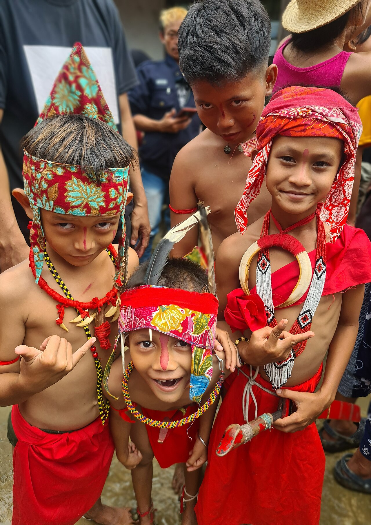 Dayak children in traditional dress
