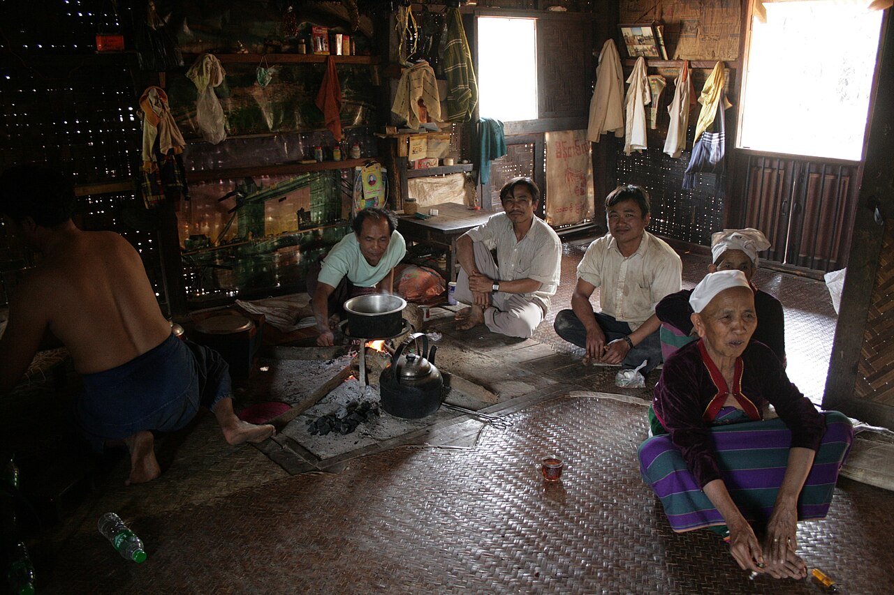 The interior of a Palaung (De'ang) village house