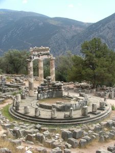 The circular Tholos of Athena Pronaia, the iconic monument of Delphi.