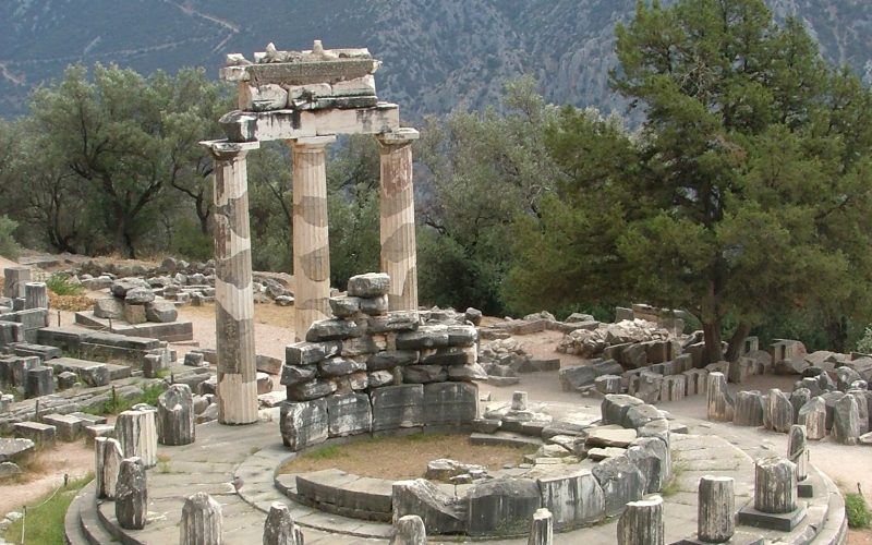 The circular Tholos of Athena Pronaia, the iconic monument of Delphi.