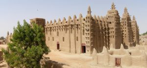 A narrow street in the historic town of Djenne, Mali.