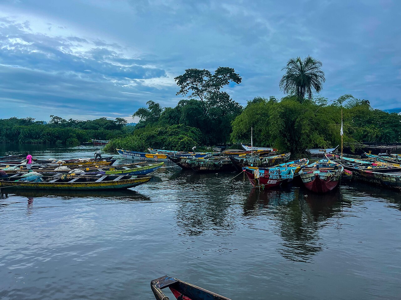 Fishing boats on the Cameroonian coast; the Duala were fishermen and traders.