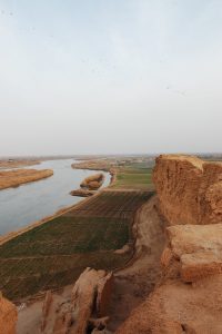 The bluff of Dura-Europos rising above the Euphrates River.
