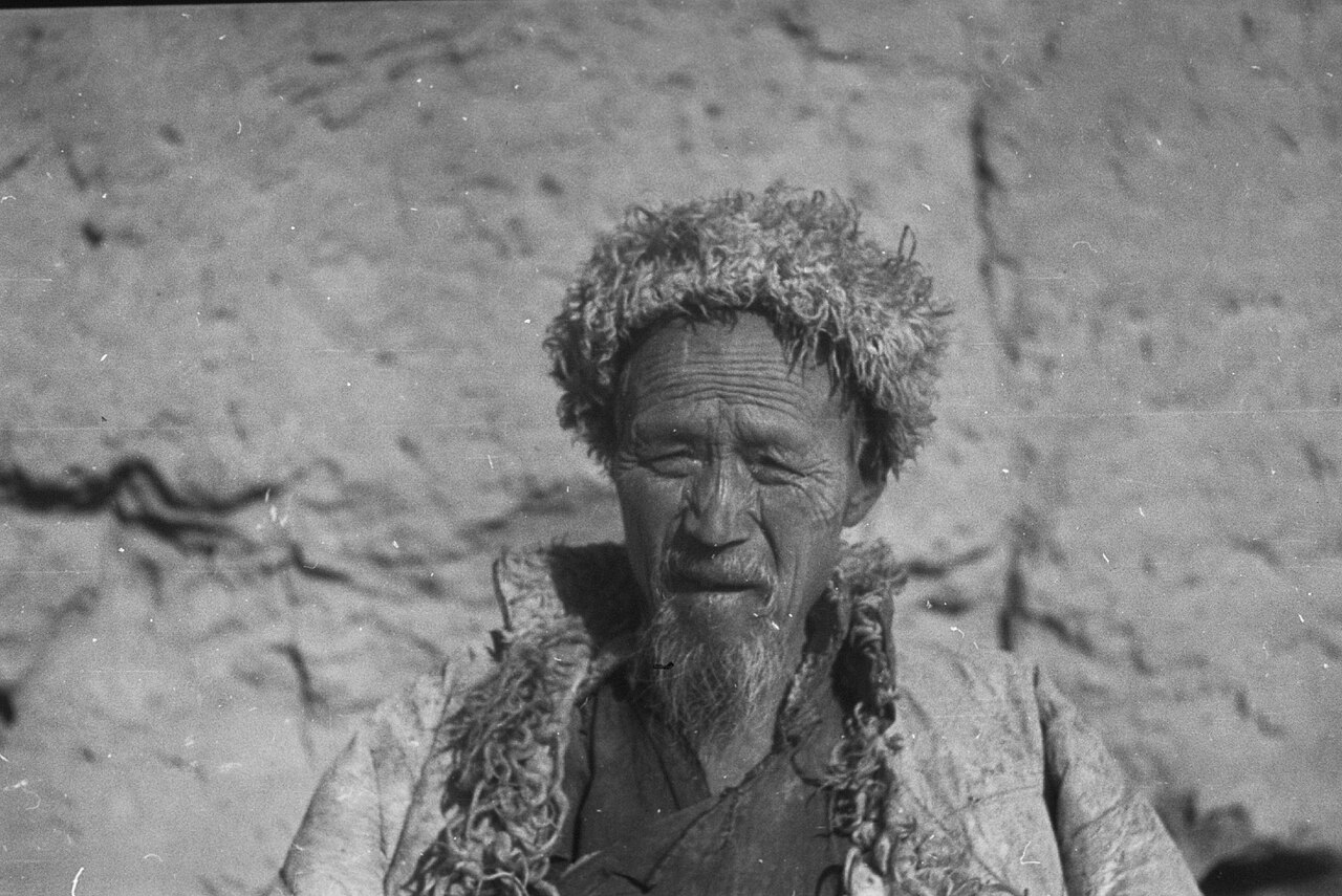 A Dongxiang man in a winter fur hat, 1934